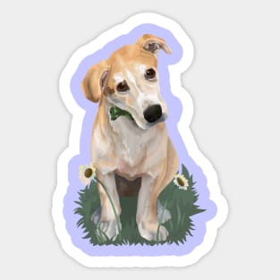 Dog with Flowers Sticker